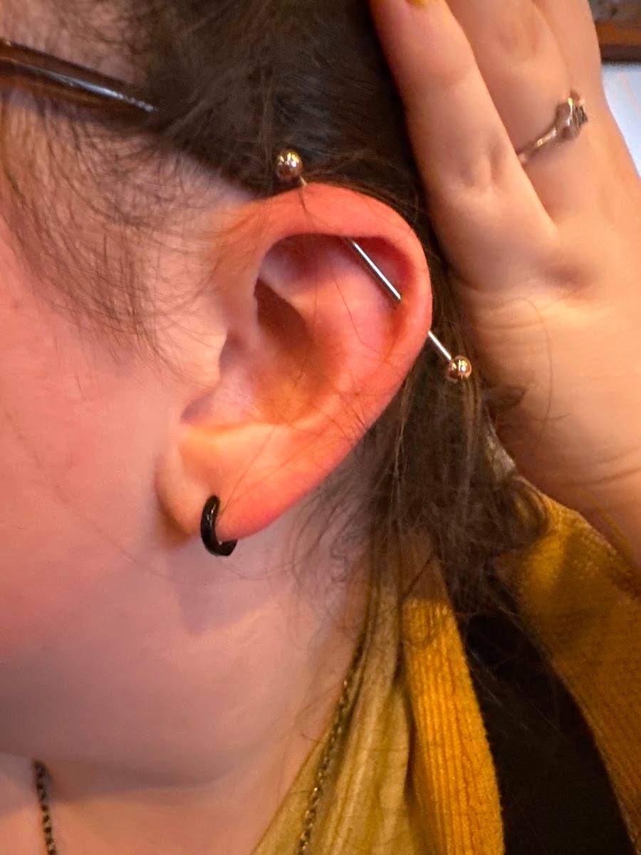 Multiple ear piercings with hoop jewelry